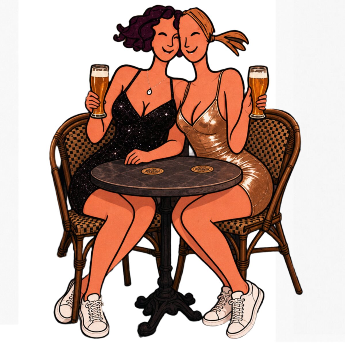 Karine et Manon — l'apéro en terrasse, avant la nuit